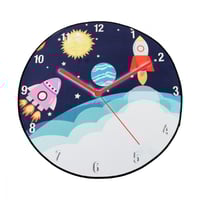 سجاده دائرية للأطفال بتصميم ساعة ورسومات الفضاء مق...