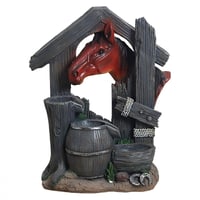 نوافير حديقة منزلية شكل جرة وحصان مع إضاءة LED