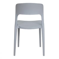 كرسي بلاستيك فايبر بمسند ظهر لون رمادي