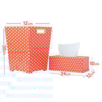 سلة مهملات مع علبة منديل لون برتقالي وأبيض