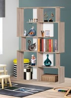 وحدة أرفف بتصميم مفتوح خشب ماليزي لون خشبي وابيض م...