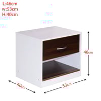 طاولة سرير خشب ماليزي , درج مع رف لون أبيض وبني