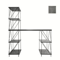 طاولة مكتب مع أرفف جانبية - رمادي
