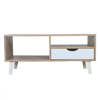 طاولة قهوة خشبية - خشبي و أبيض