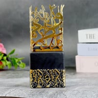 مباخر سيراميك بشكل مربع بتصميم أحرف إستيل ذهبية با...