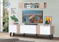 طاوله تلفزيون خشبية 3 درج مع ارفف جدار خشب ماليزي...