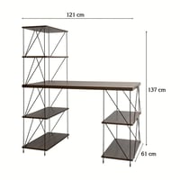 طاولة مكتب مع أرفف جانبية - بني