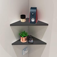 أرفف زاوية حائط على شكل مثلث 2 قطعة باللون الأسود