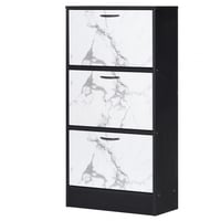 خزانة أحذيه 3 أدوار خشب ماليزي لون أسود مع أبيض رخ...