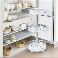 رفوف تنظيم حديد دائرية 3 أدوار لون أبيض