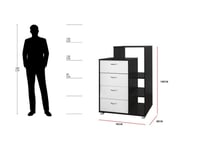 وحدة تخزين رفوف وأدراج خشب ماليزي ابيض واسود