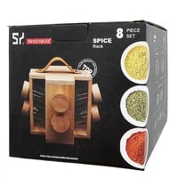 علب بهارات مع رف منظم توابل دوار