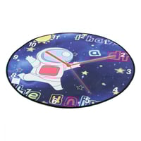 سجادة غرفة دائرية للأطفال بتصميم ساعة ورسومات الفض...