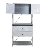 وحدة تخزين أدراج مع رفين - أبيض ورمادي