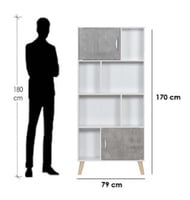 وحدة رفوف مكتبية 4 أدوار بأقسام متنوعة – خشب ماليز...