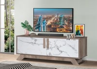 طاولة تلفزيون فخمه خشبية قاعدة ثابتة مع دولاب تخزي...