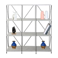 وحدة رفوف خشب ماليزي 4 ادوار متعددة الإستخدام رماد...