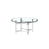 طاولة اكريليك دائري سطح زجاج - 90 سم