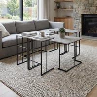 طاولات قهوة طقم 5 قطع خشب ماليزي - رمادي