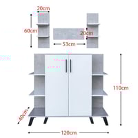 ركن قهوة مع أرفف معلقة لون رمادي وأبيض