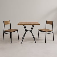 طاولة طعام خشب مع 2 كراسي مقاس 75*75*75 سم