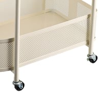 عربة خدمة متحركة دورين سطح زجاجي - بيج