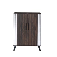 خزانة أحذية ماليزية خشبية ببابين - بني وأبيض