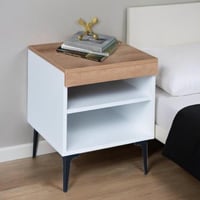 كومودينو رفين خشب ماليزي - رمادي وخشبي