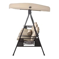 أرجوحة جلسات خارجية 3 مقاعد مع مظلة – لون بيج أنيق