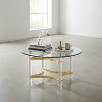 طاولة اكريليك دائري سطح زجاج - 90 سم