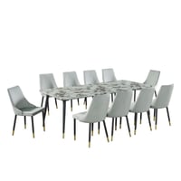 طاولة طعام رخامية 10 مقاعد مخمل مريحة لون أخضر فات...