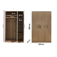 دولاب ملابس خشبي 3 درفات - بني