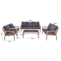 طقم كنب خارجي للحديقة 7 مقاعد - لون أسود