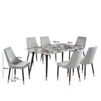 طاولة طعام رخامية 6 مقاعد مخمل مريحة لون أخضر فاتح