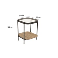 طاولة خدمة خشب بسطح زجاج - بيج