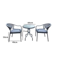 طقم طاولة حديقة دائرية بسطح زجاج مع 2 كراسي جلوس –...