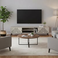 طاولة تلفزيون 200 سم تصميم كلاسيكي خشب ماليزي مع ا...