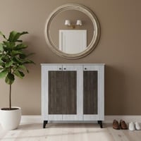 خزانة أحذية 3 درفات خشب ماليزي 4 أدوار - رمادي وبن...