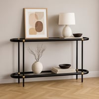 كونسول زجاج مع إطار خشب - اسود