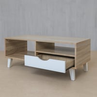 طاولة قهوة خشبية - خشبي و أبيض