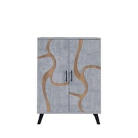 خزانة احذية بابين خشب ماليزي 5 أدوار - رمادي فاتح...