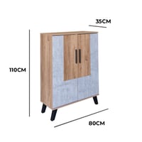 خزانة أحذية بابين خشب ماليزي 80 سم - بيج وأسود – خ...