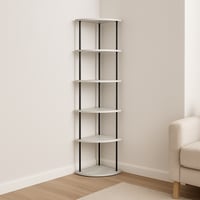 وحدة تخزين رفوف 6 مستويات شكل زاوية - أبيض