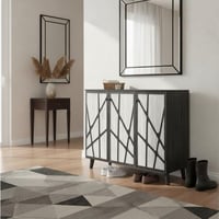 دولاب احذية 3 أبواب خشب ماليزي 4 مستويات - بني ورم...