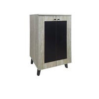 خزانة أحذية بابين خشب ماليزي 4 ادوار - بيج واسود