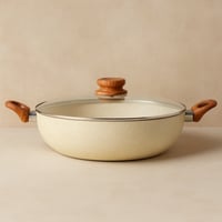 مقلاة جرانيت بغطاء زجاج