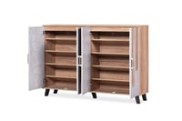 خزانة أحذية 4 أبواب ماليزي - بيج ورمادي