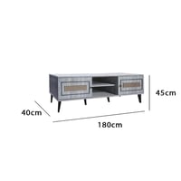 طاولة تلفزيون 180 سم خشب ماليزي مع درجين وارفف - ر...