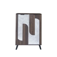 خزانة أحذية بابين خشب ماليزي 5 رفوف تخزين بلون بني...