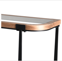 كنسول زجاج مع إطار خشب - بني